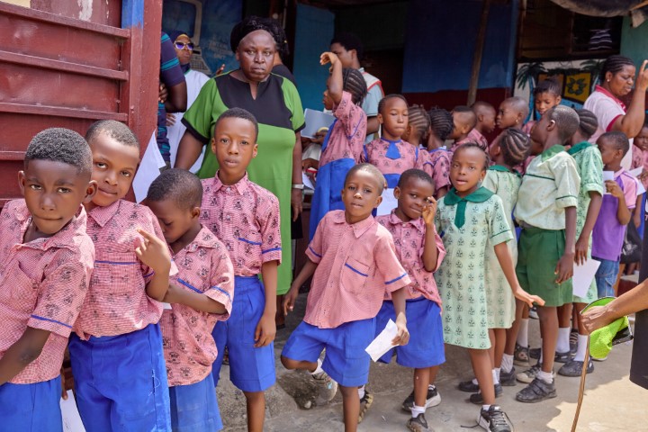 Children Queued for Screening