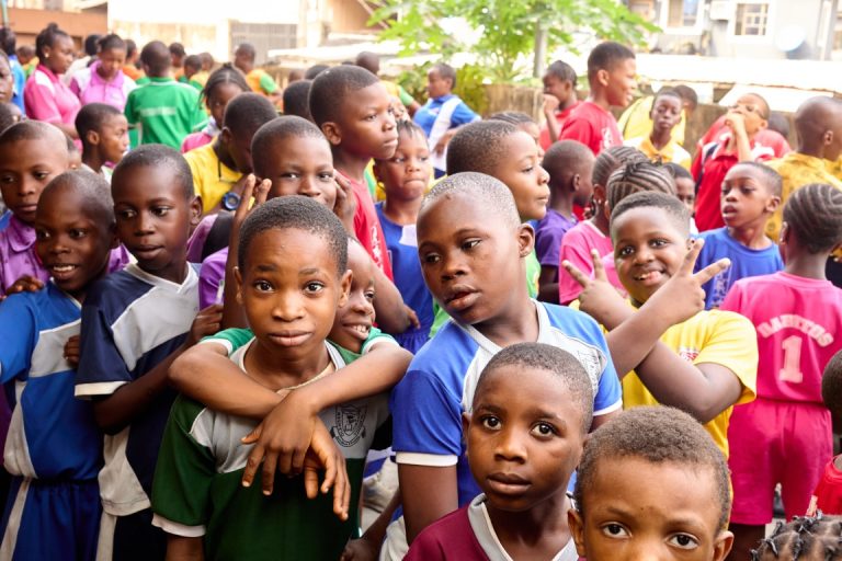 Cross-section of Students Waiting for Vision Screening