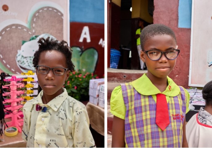 Trying Out Their New Glasses