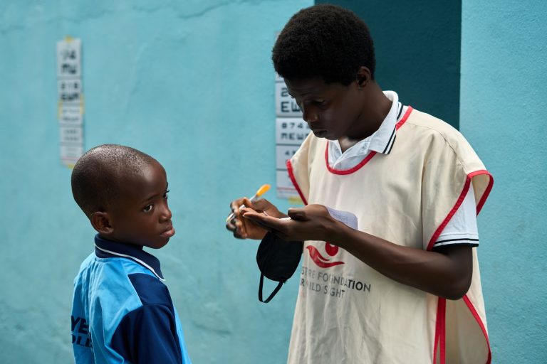 A student going through the Vision Screening