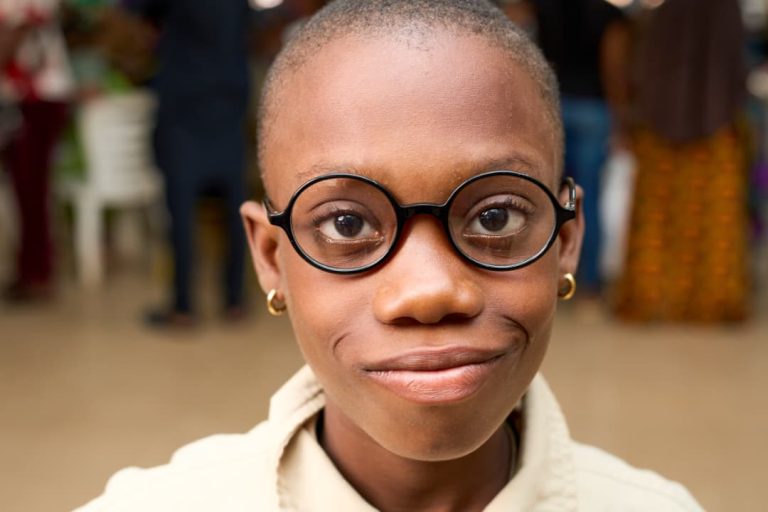 She Looks Satisfied with Her Medicated Glasses