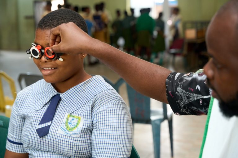 Optometrist at work